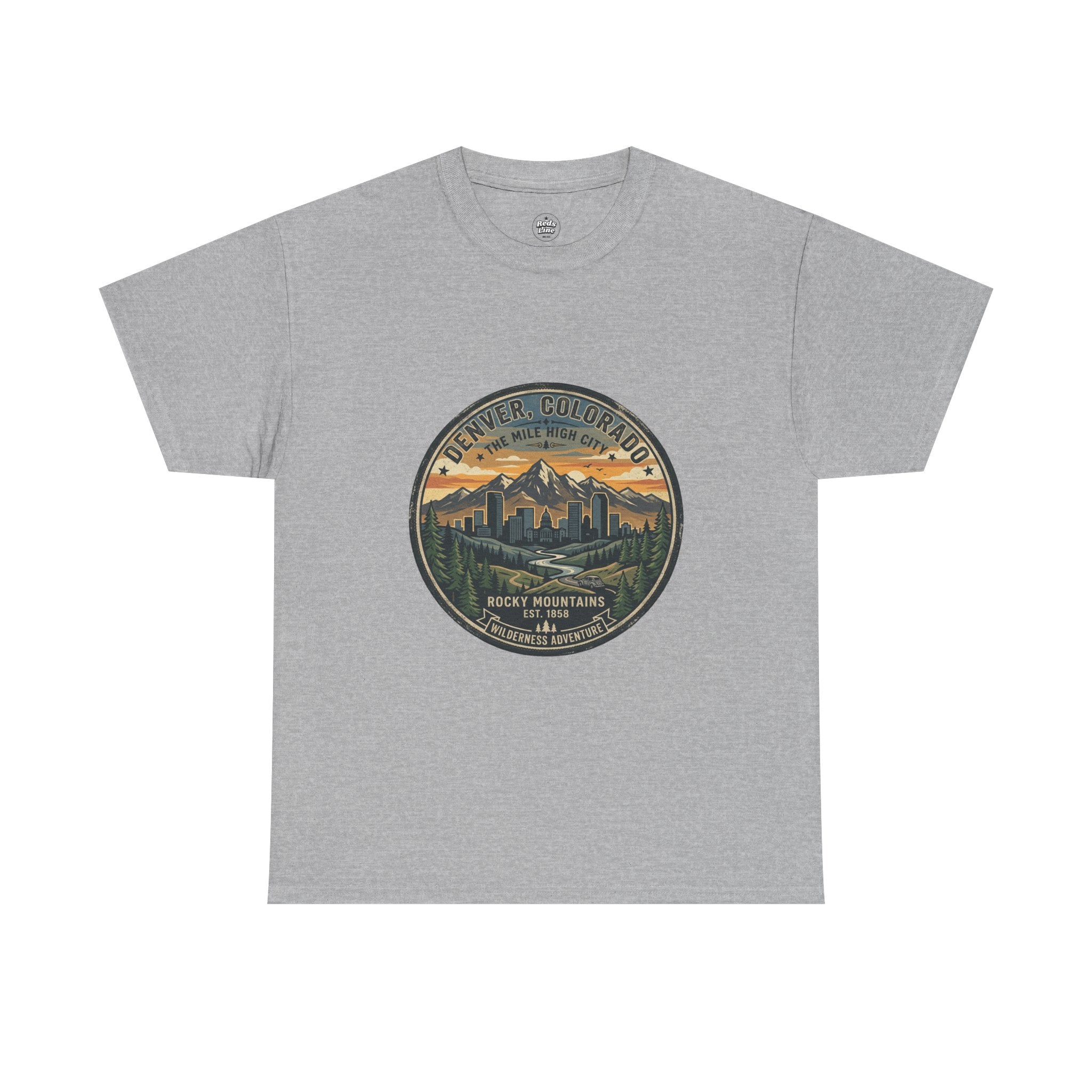 Denver Colorado Mountain Patch T-Shirt — Retro Rocky Mountains Tee