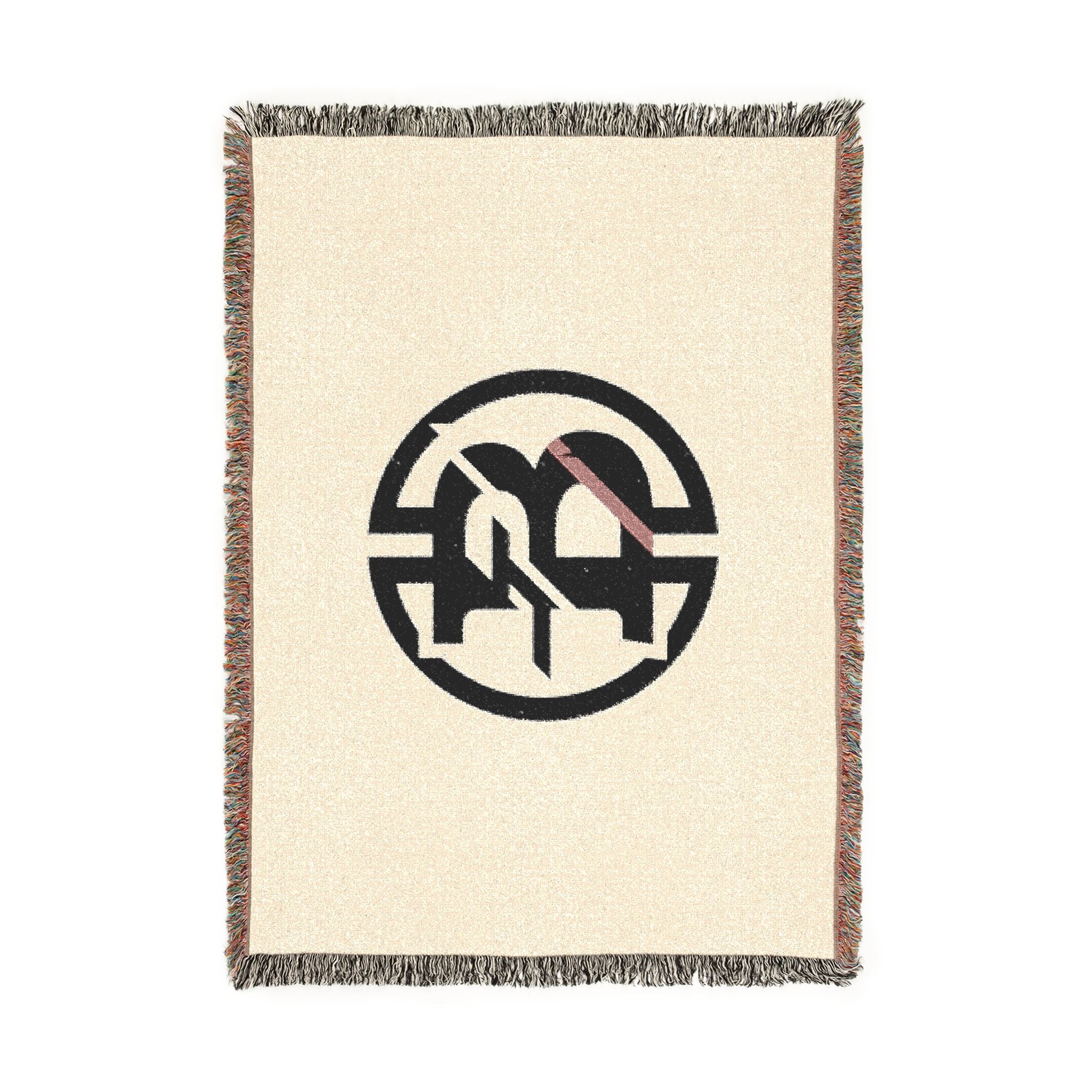 Woven Blanket — Minimalist Circular Monogram Throw