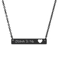 Engravable Cutout Heart Bar Necklace — Personalized Scripture John 3:16
