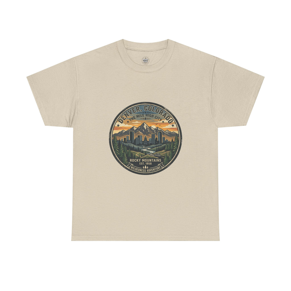 Denver Colorado Mountain Patch T-Shirt — Retro Rocky Mountains Tee