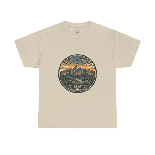 Denver Colorado Mountain Patch T-Shirt — Retro Rocky Mountains Tee