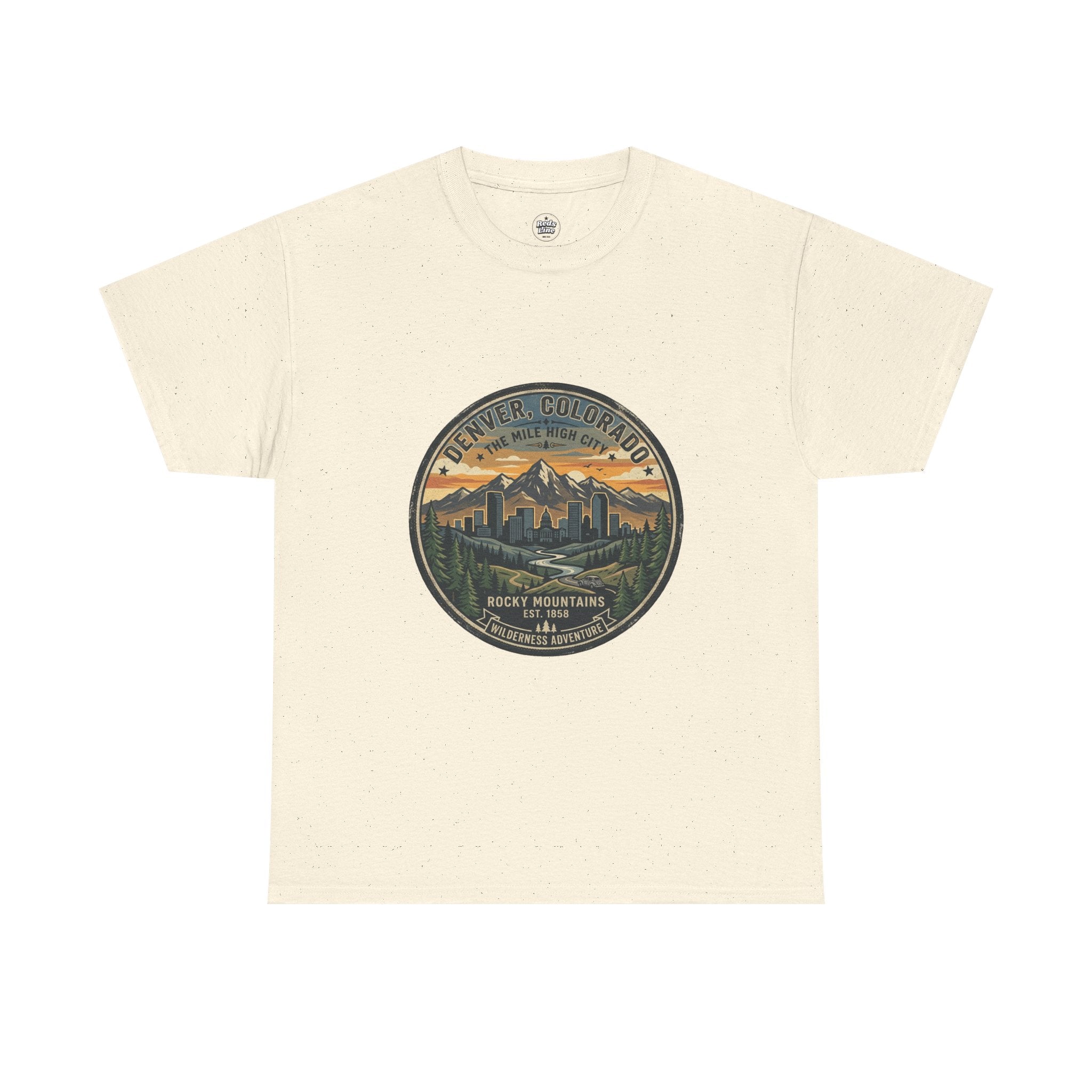 Denver Colorado Mountain Patch T-Shirt — Retro Rocky Mountains Tee