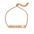Engravable Heart Cutout Bar Bracelet — Adjustable Scripture John 3:16